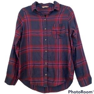 HOLLISTER NAVY BLUE & RED WOMENS FLANNEL SIZE SMALL